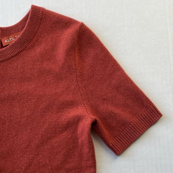 ALTUZARRA 100% Cashmere Short Sleeve Sweater Pullover Crewneck Top Button Back - Picture 4 of 11